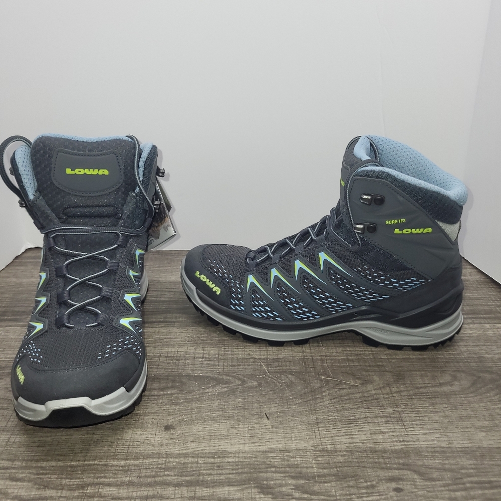 Lowa Women's Innox Pro GTX Mid Hiking Boots Steel Blue/Salmon Size 6.5 New